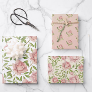 Blush Lilac Watercolor Roses Wrapping Paper Sheet