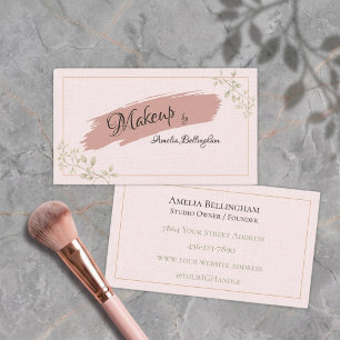 Blush Linen Sage Luxury Makeup Artist Business Card