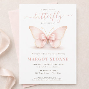 Blush Little Butterfly Neutral Baby Shower Invitation