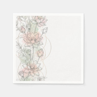 Blush Lotus Botanical Wedding Napkins