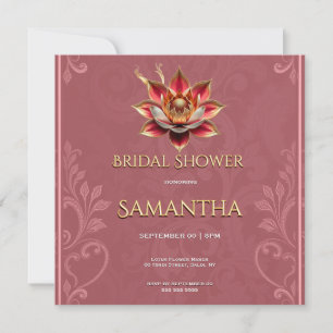 Blush Lotus Bridal Shower Invitation Gold