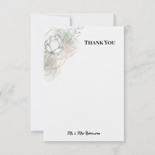 Blush Lotus Watercolor Wedding Thank You Card