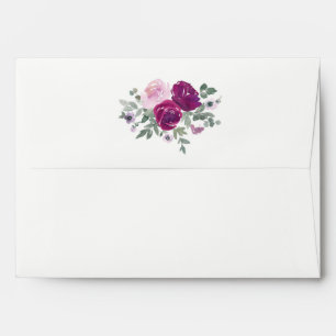 Blush Magenta Floral Over Ivory Envelope