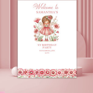 Blush Magical Fairy Flowers 3rd Birthday Backdrop Tapestry