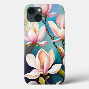Blush magnolia flowers iPhone 13 case