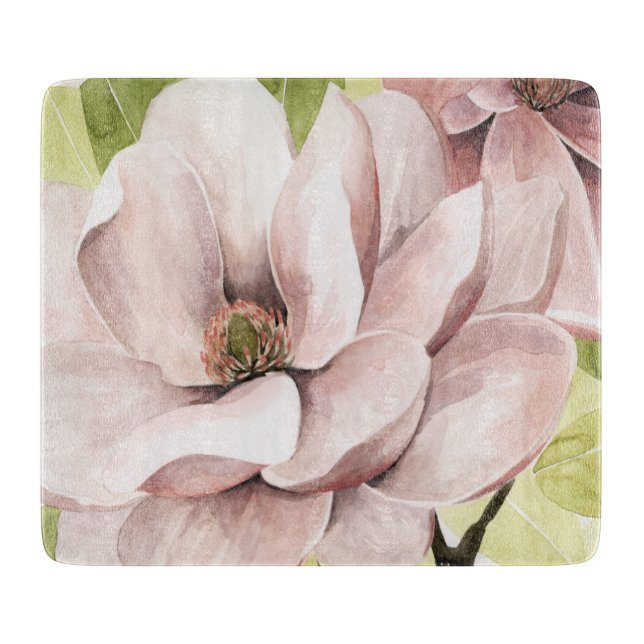Blush Magnolia Flowers Cutting Board (Front)