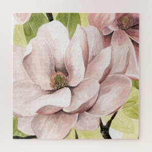 Blush Magnolia Flowers Jigsaw Puzzle