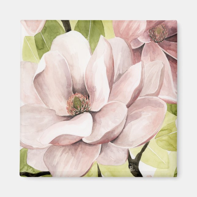 Blush Magnolia Flowers Magnet (Front)