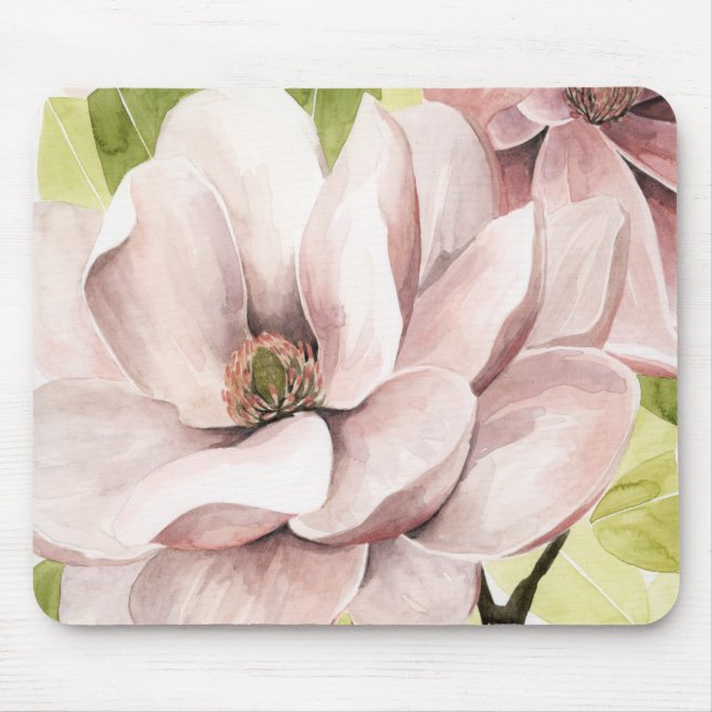 Blush Magnolia Flowers Mouse Pad (Front)