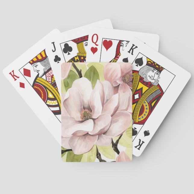 Blush Magnolia Flowers Playing Cards (Back)