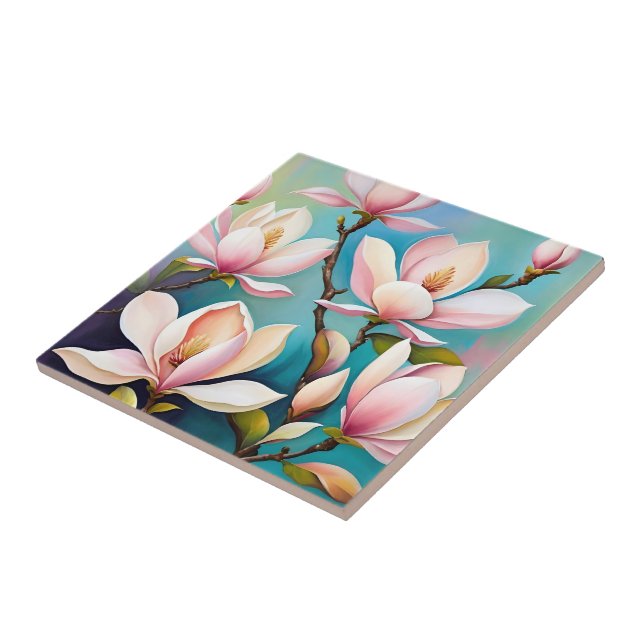 Blush magnolia flowers tile (Side)