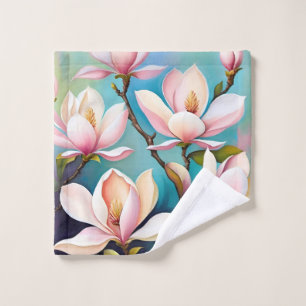 Blush magnolia flowers wash cloth