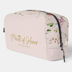 Blush Maid of Honor Script Name Accessory Gift Dopp Kit