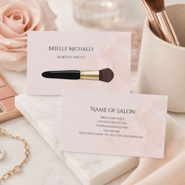Blush Makeup Artist Brush Business Card (Creator Uploaded)