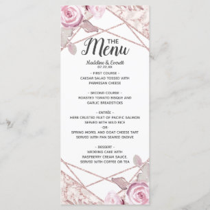 Blush Marble Geometric Frame Floral Wedding Menu
