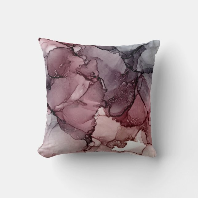 Blush, Mauve, Payne's Grey Abstract Cushion (Front)