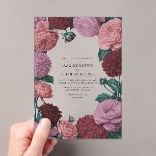 Blush Mauve, Peach Blossom & Rosewood Velvet Acrylic Invitations