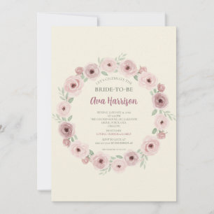 Blush Mauve Wild Rose Bridal Shower Invitation