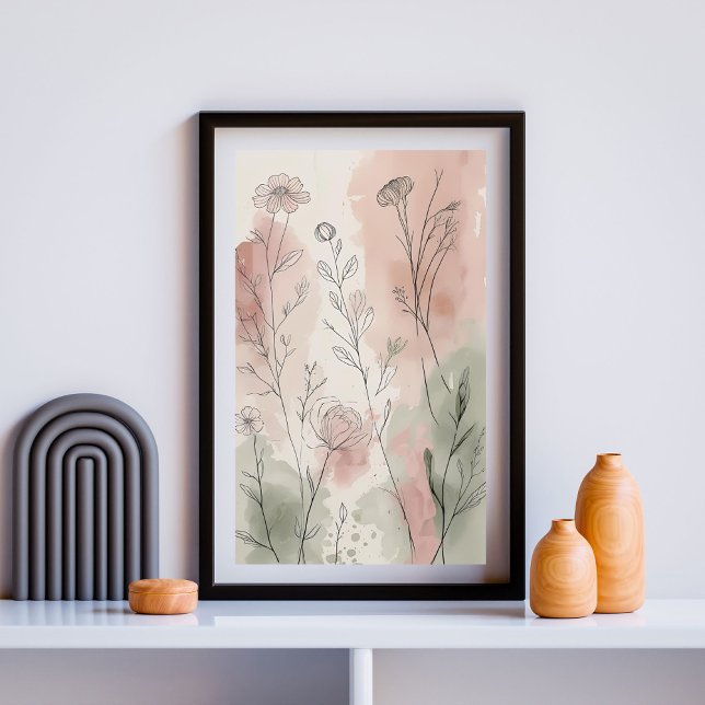 Blush Meadow Botanicals | Delicate Wildflower Line Poster (Creator Uploaded)