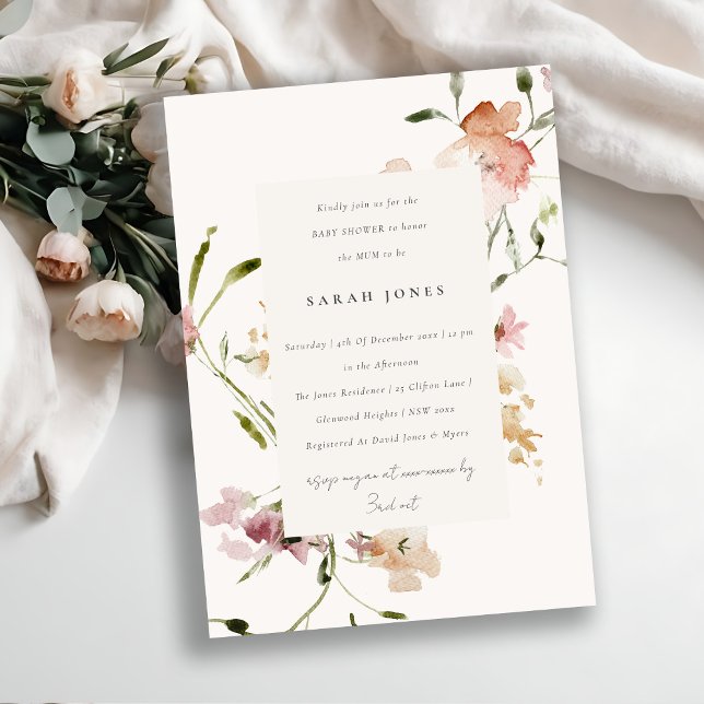 Blush Meadow Watercolor Floral Baby Shower Invitation (Creator Uploaded)