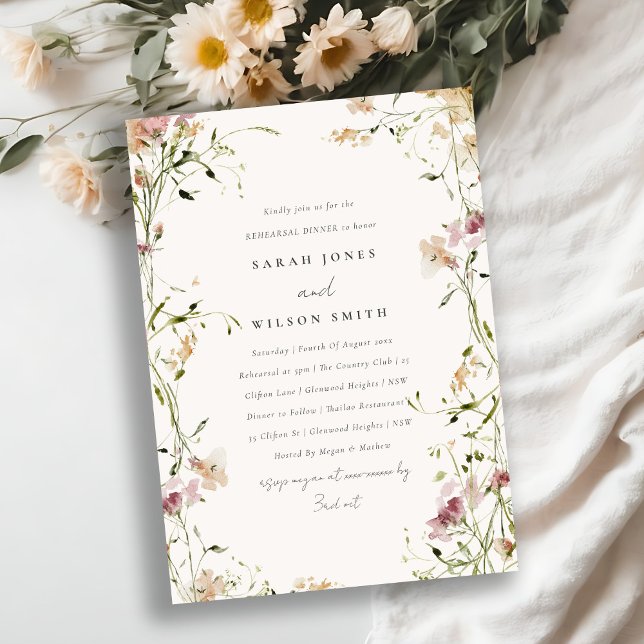 Blush Meadow Watercolor Floral Rehearsal Dinner Invitation (Creator Uploaded)