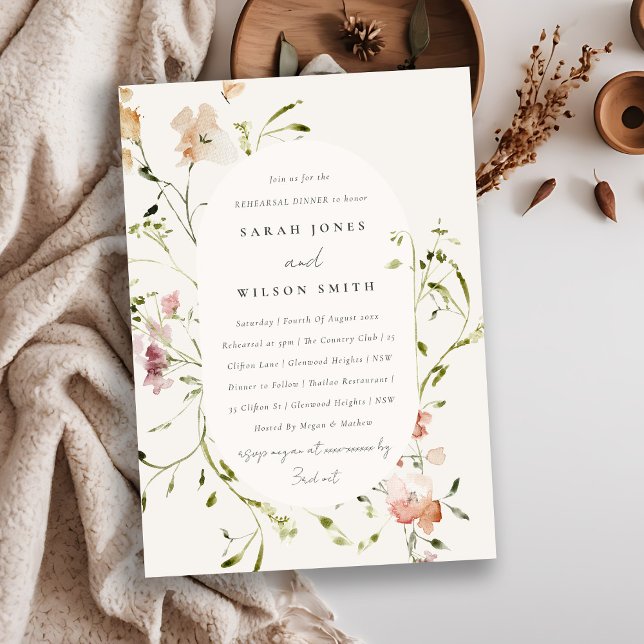 Blush Meadow Watercolor Floral Rehearsal Dinner Invitation (Creator Uploaded)