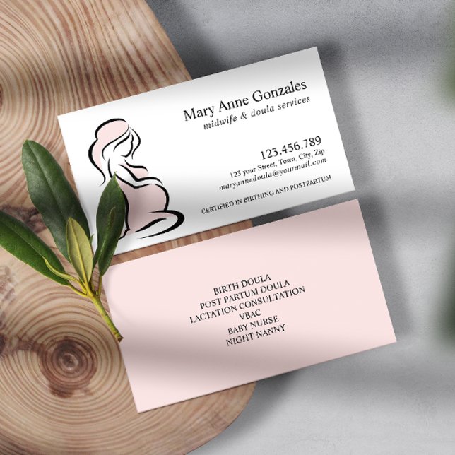 Blush | Midwife Doula Pregnant Woman Belly Business Card (Creator Uploaded)