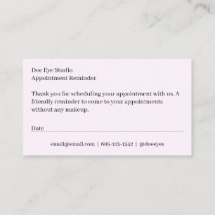 Blush Minimal Modern Business Appointment Reminder Card