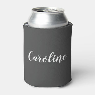 Blush Minimalist Calligraphy Name Black and White  Can Cooler