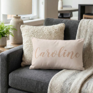 Blush Minimalist Calligraphy Personalised Name  Decorative Cushion