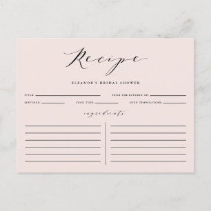 Blush Minimalist Script Bridal Shower Recipe Card