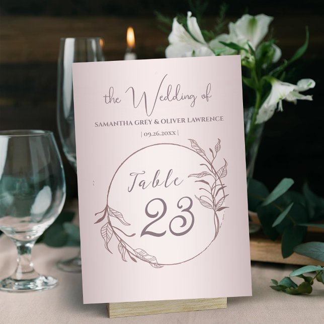 Blush Minimalist Wedding Table Card (Creator Uploaded)