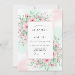 Blush Mint Ethereal Spring Wedding Invitation