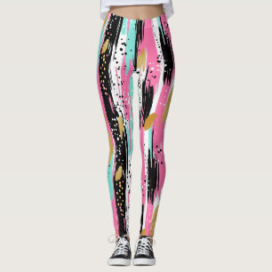 Blush Mint Gold Luxury Abstract Leggings