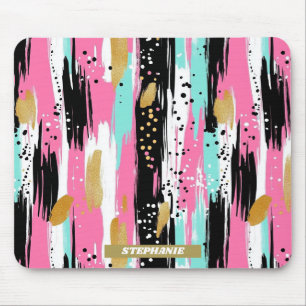 Blush Mint Gold Luxury Abstract Mouse Pad