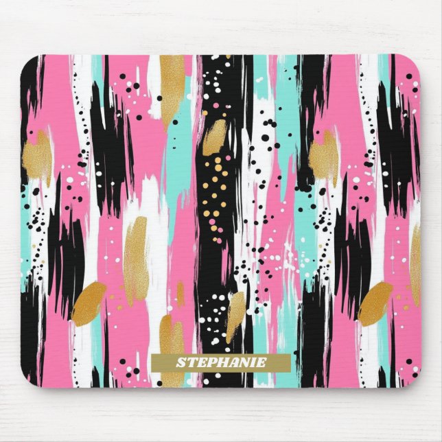Blush Mint Gold Luxury Abstract Mouse Pad (Front)