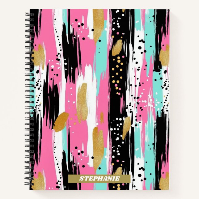 Blush Mint Gold Luxury Abstract Notebook (Front)