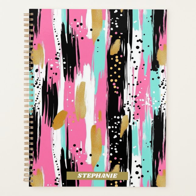 Blush Mint Gold Luxury Abstract Planner (Front)