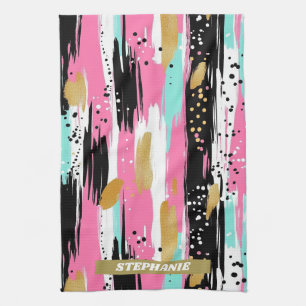 Blush Mint Gold Luxury Abstract Tea Towel