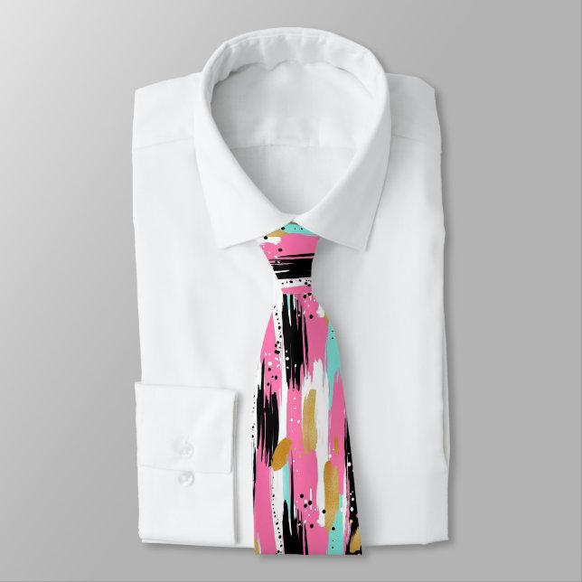 Blush Mint Gold Luxury Abstract Tie (Tied)