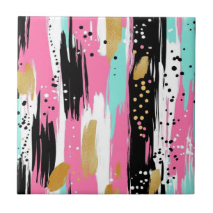 Blush Mint Gold Luxury Abstract Tile