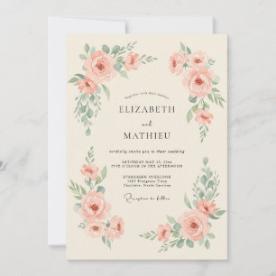 Blush Mint Ranunculus Eucalyptus Wedding Invitation