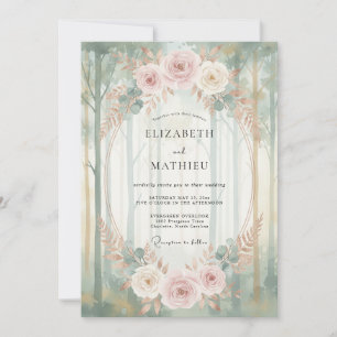 Blush Mint Woodland Eucalyptus Wedding Invitation