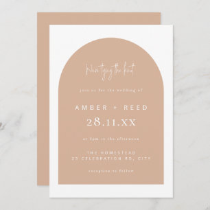 Blush Modern Arch Minimal Wedding Tying the Knot Invitation