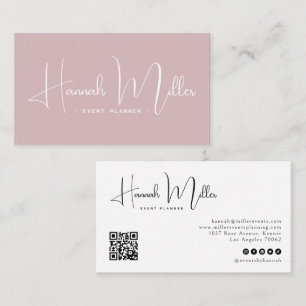 Blush Modern Elegant Minimalist QR Code Business Card
