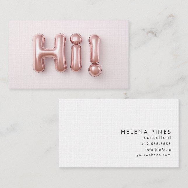 Blush modern hi  balloon design  business card (Front/Back)