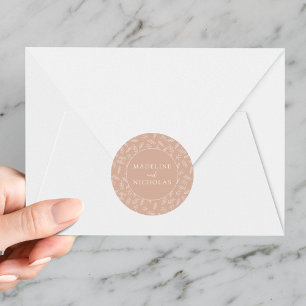 Blush Modern Minimalist Botanical Wedding Classic Round Sticker