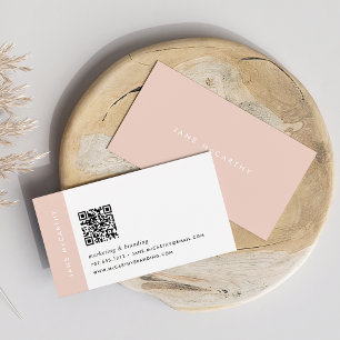 Blush   Modern Minimalist QR Code Business Card