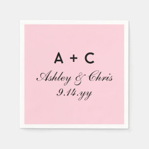 Blush Modern Personalised Wedding Reception Favour Napkin