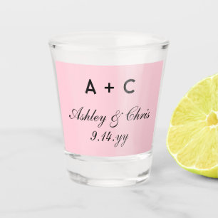 Blush Modern Personalised Wedding Reception Favour Shot Glass